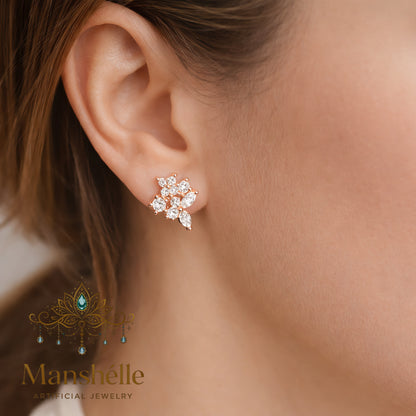 Manshélle - Rose Blossom Crystal Stud Earrings