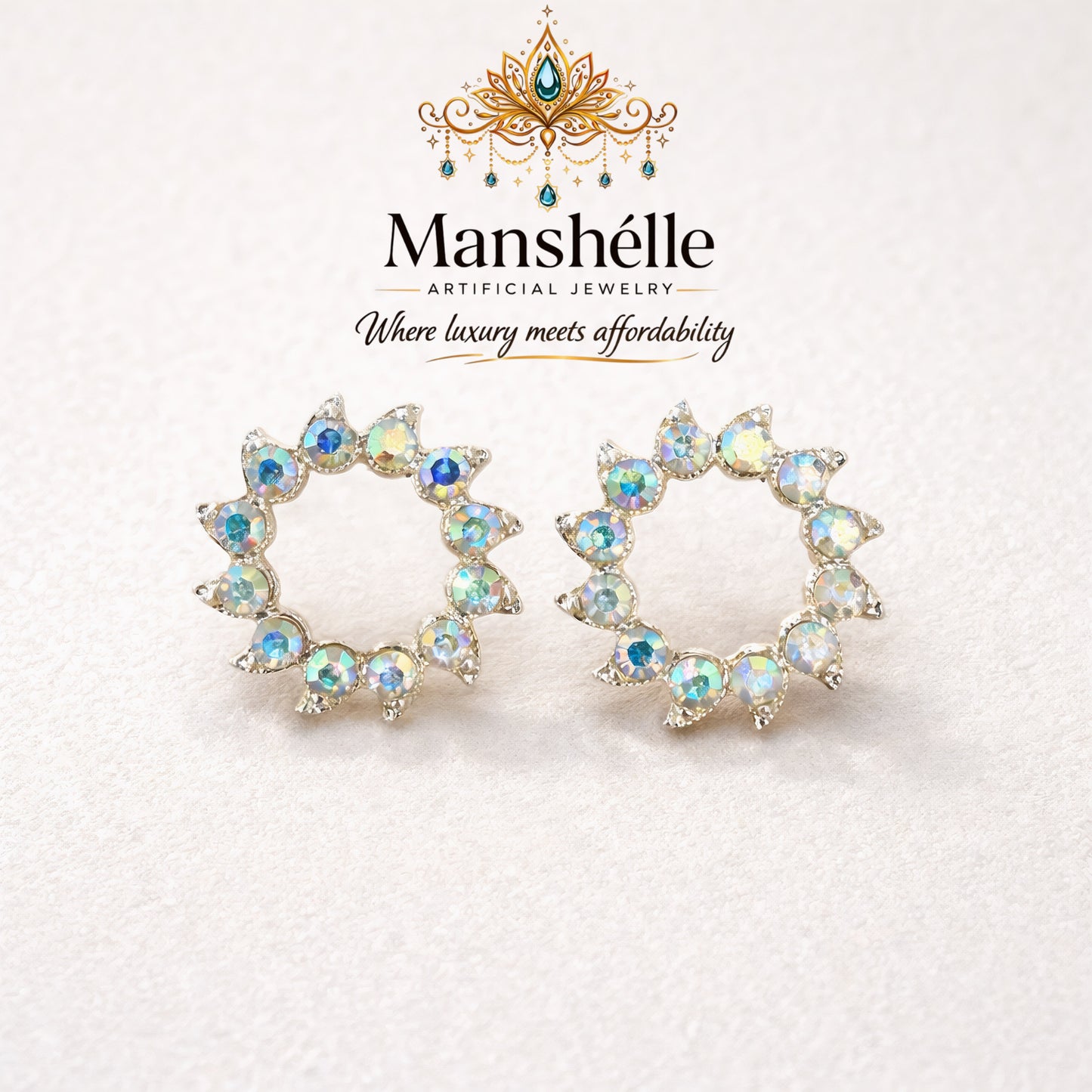 Manshélle - Aurora Halo Crystal Stud Earrings