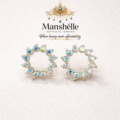 Manshélle - Aurora Halo Crystal Stud Earrings
