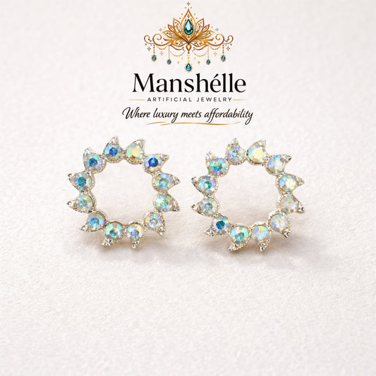 Manshélle - Aurora Halo Crystal Stud Earrings