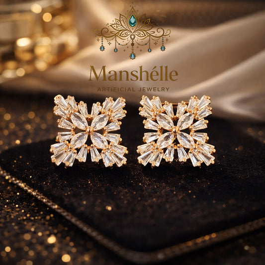 Manshélle - Aurora Crystal Bloom Stud Earrings