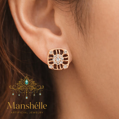 Manshélle - Radiant Crown Crystal Stud Earrings