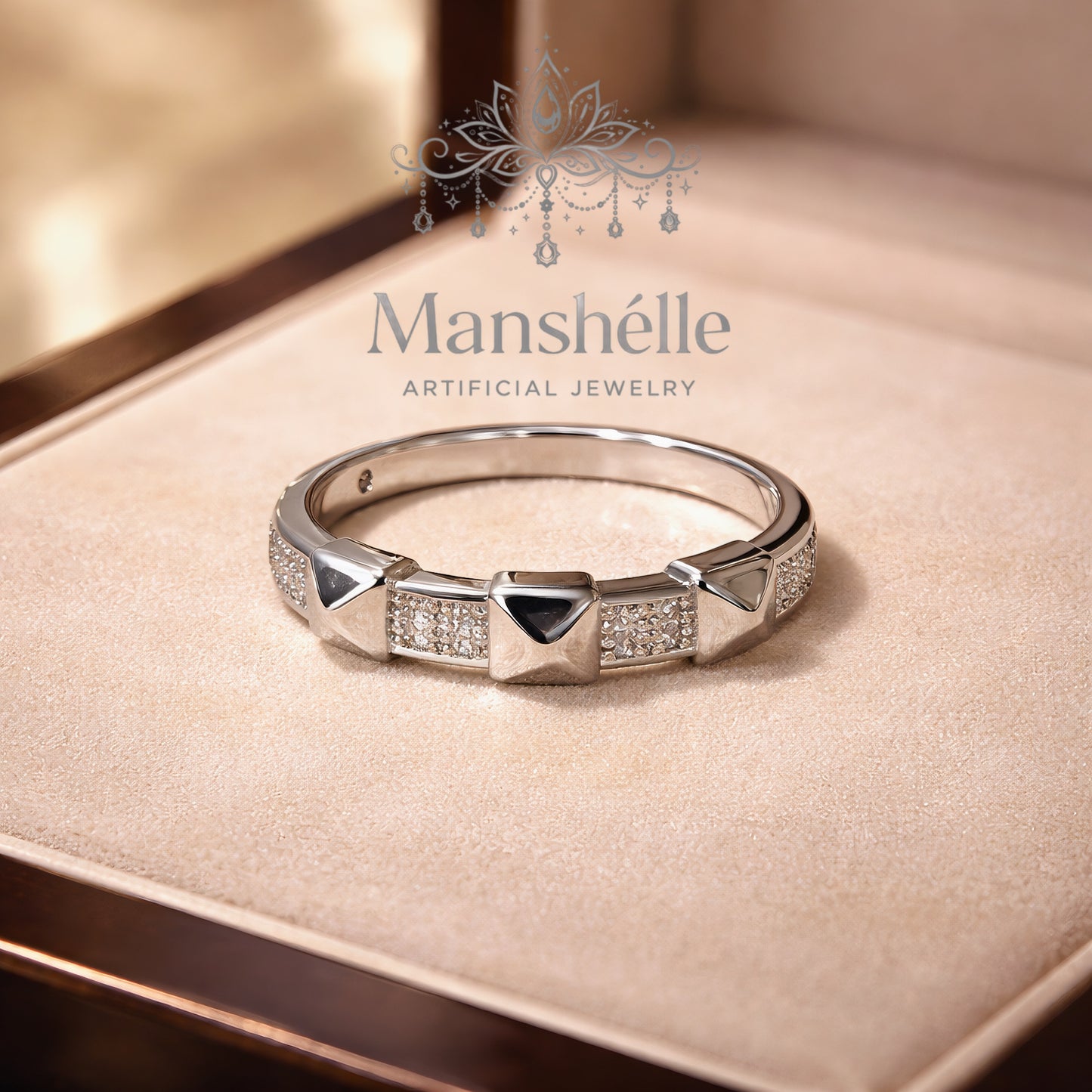Manshélle - Platinum Edge Bangle & Ring Set