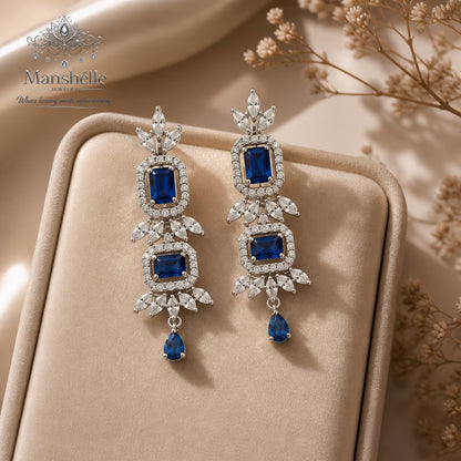 Manshélle Royale Sapphire American Diamond Jewelry Set