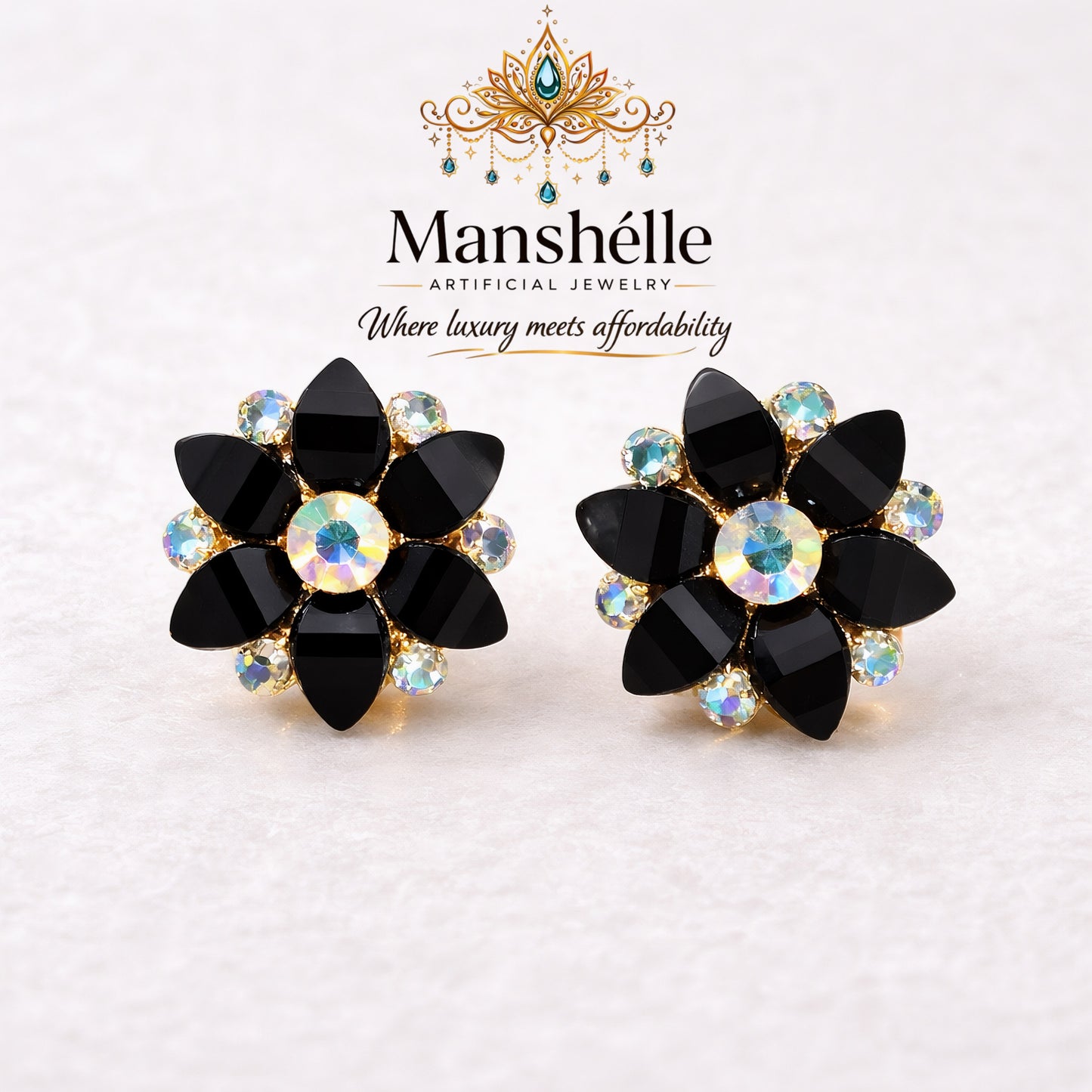 Manshélle - Noir Aurora Bloom Stud Earrings