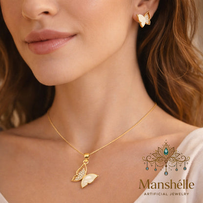 Manshélle - Golden Butterfly Elegance Pendant Set