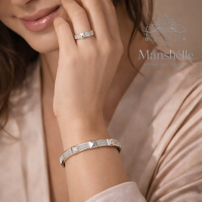 Manshélle - Platinum Edge Bangle & Ring Set