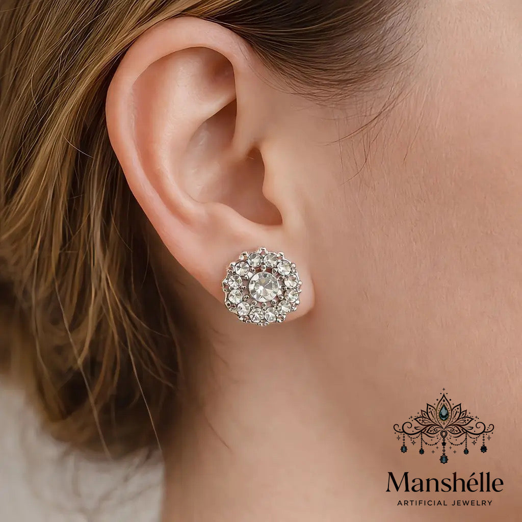 Manshélle - Celestial Bloom Crystal Stud Earrings