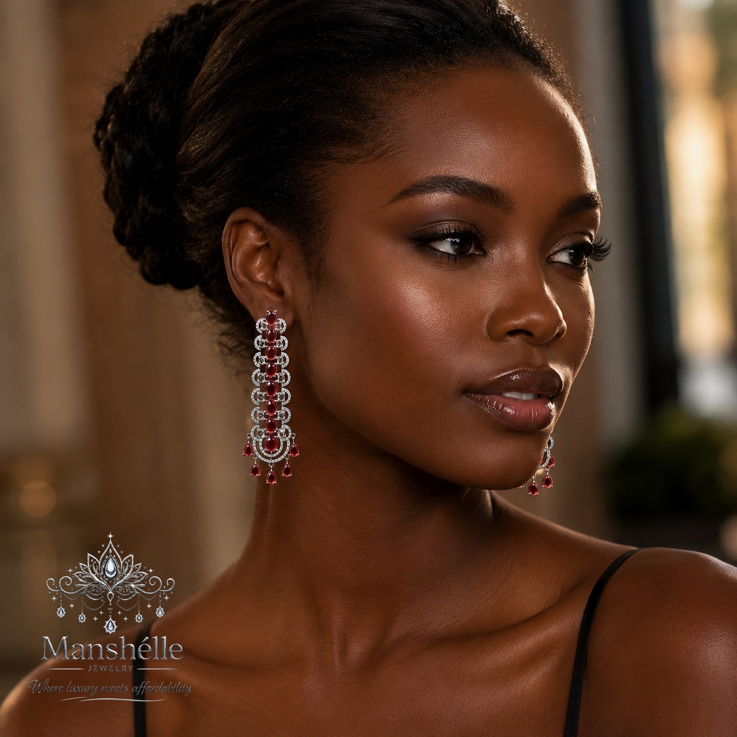 Ruby Royale Crystal Chandelier Earrings
