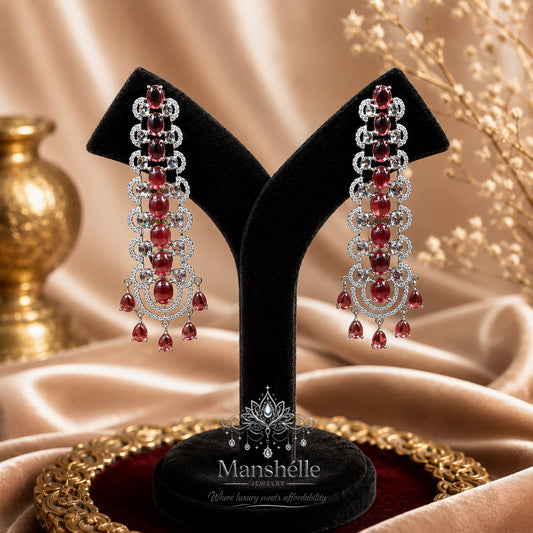 Ruby Royale Crystal Chandelier Earrings