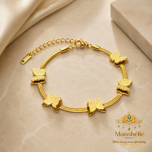 Manshélle Golden Flutter Butterfly Charm Bracelet