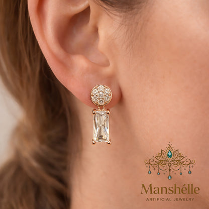Manshélle - Celestia Baguette Drop Earrings