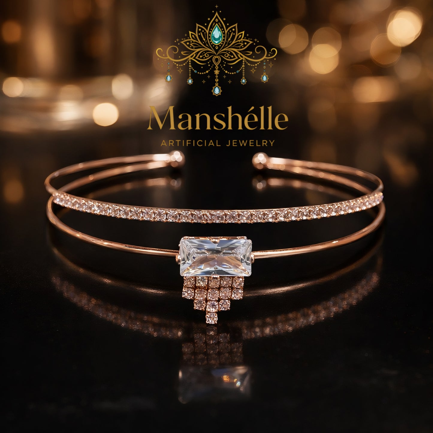 Manshélle - Radiant Cascade Crystal Bangle