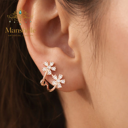 Manshélle - Starlina Bloom Crystal Climber Earrings