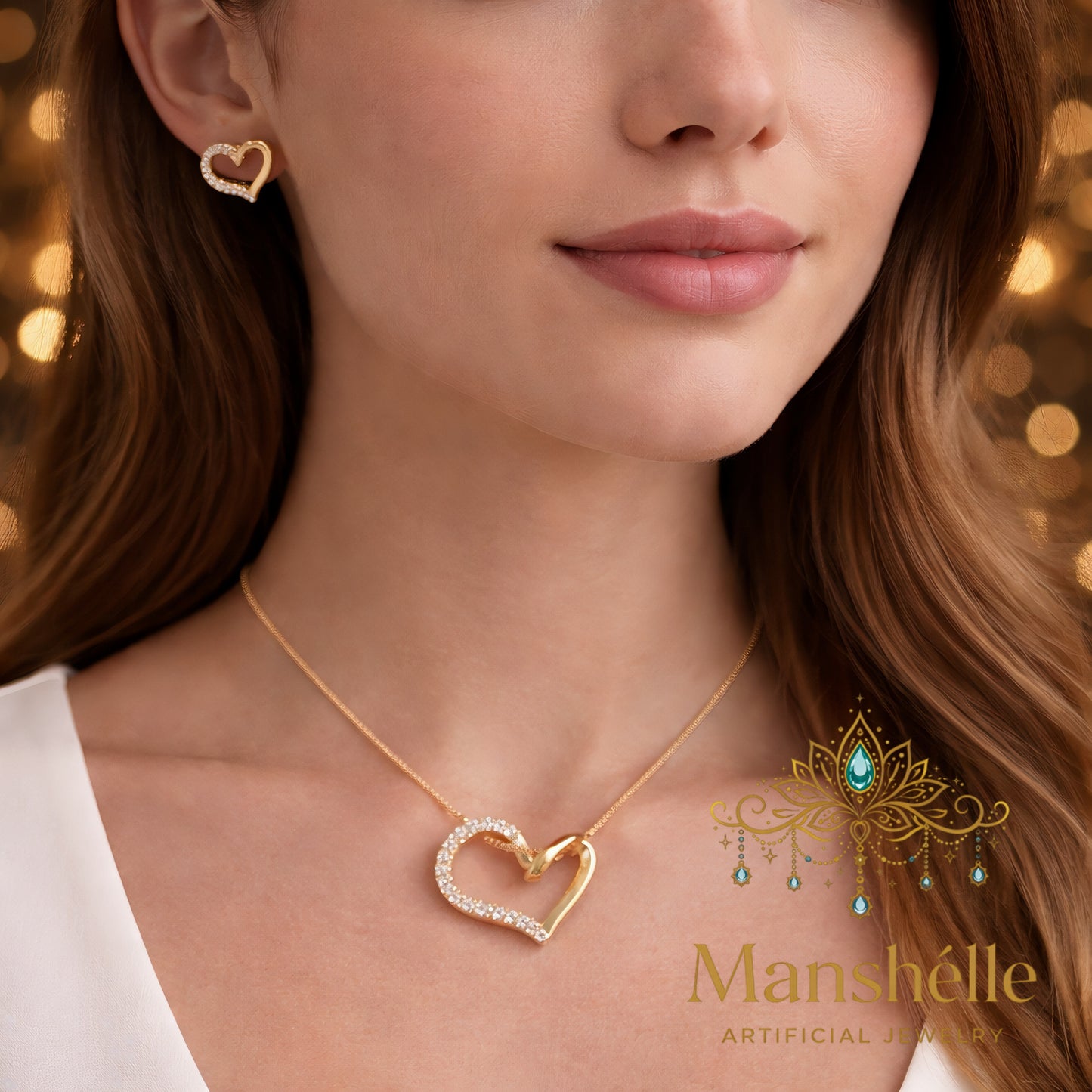Manshélle - Golden Heart Radiance Pendant Set