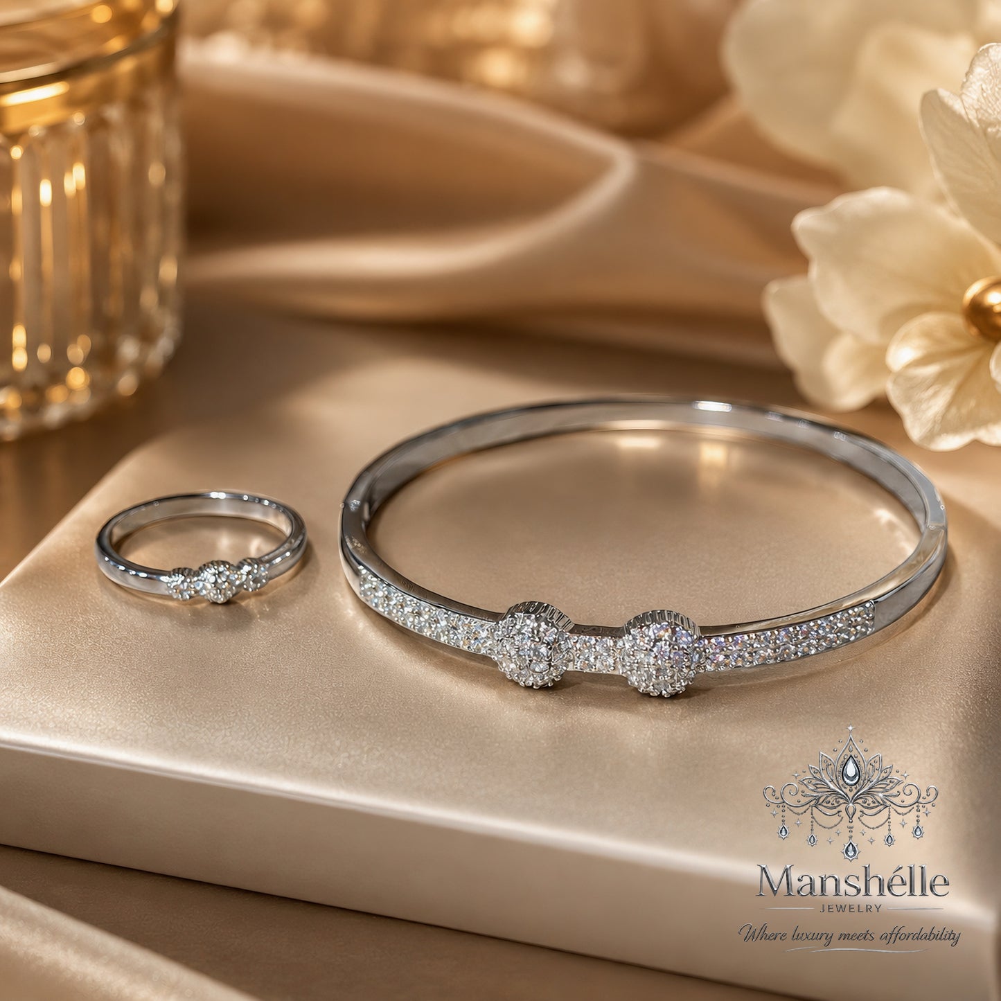 Manshélle Celestia Sparkle Bangle & Ring Set
