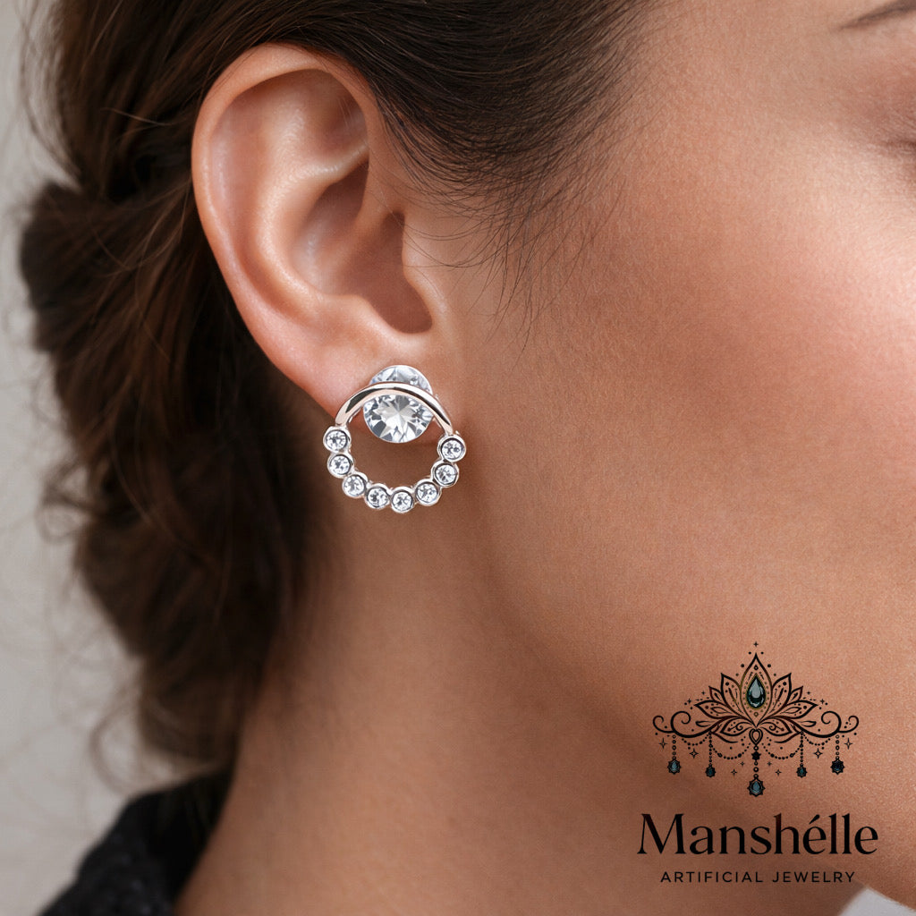 Manshélle - Celestial Halo Crystal Stud Earrings
