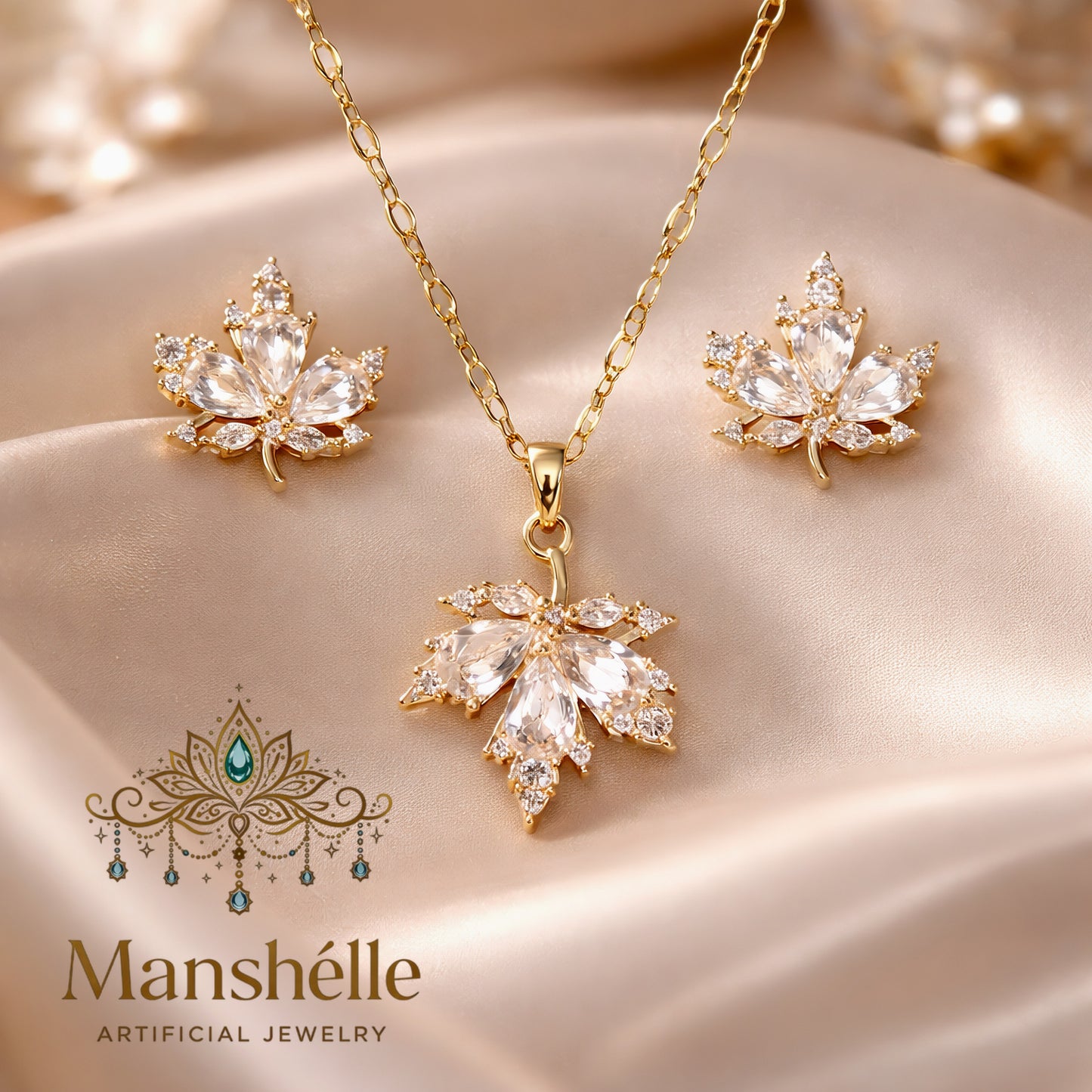 Manshélle - Aurora Maple Crystal Pendant Set