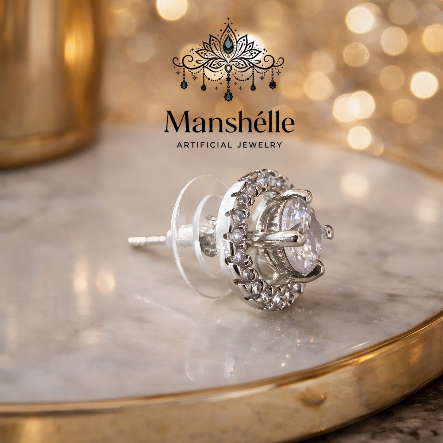 Manshélle - Eternal Halo Crystal Stud Earrings