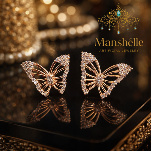Manshélle - Luxe Monarch Crystal Butterfly Earrings