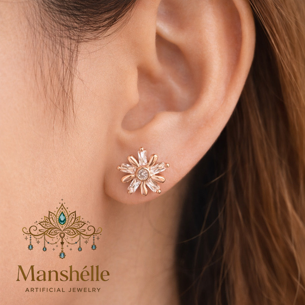 Manshélle - Aurora Petal Crystal Stud Earrings