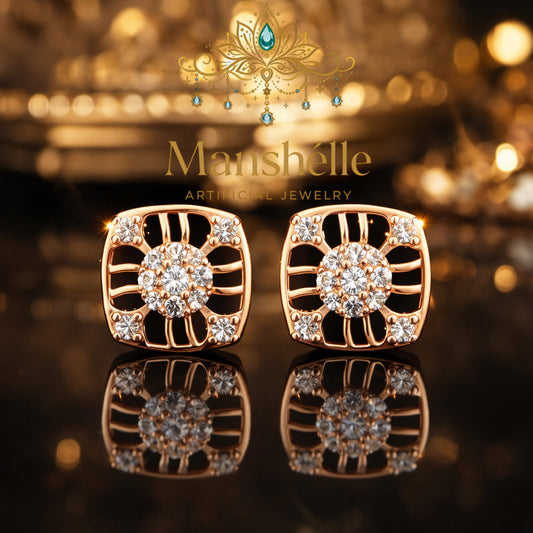 Manshélle - Radiant Crown Crystal Stud Earrings