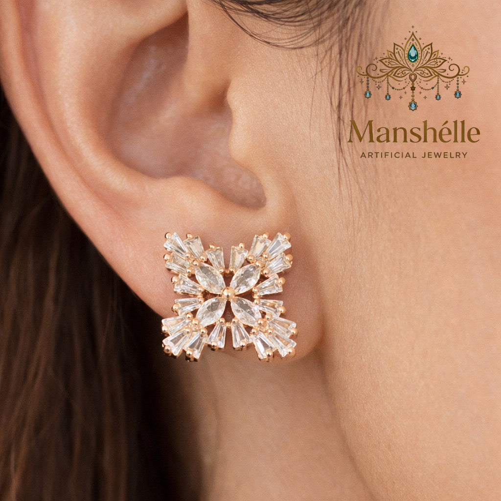 Manshélle - Aurora Crystal Bloom Stud Earrings