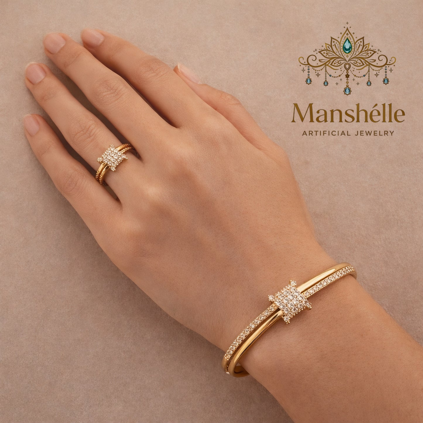 Manshélle - Royal Sparkle Bangle & Ring Set