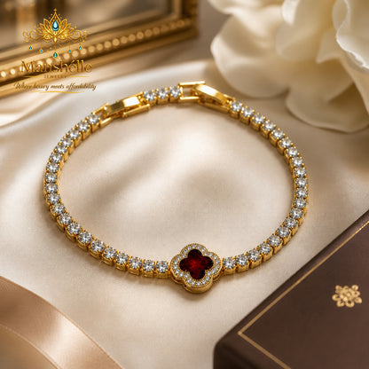 Manshélle Ruby Royale Clover Tennis Bracelet
