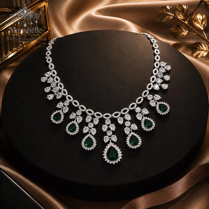 Manshélle Emerald Royale American Diamond Jewelry Set