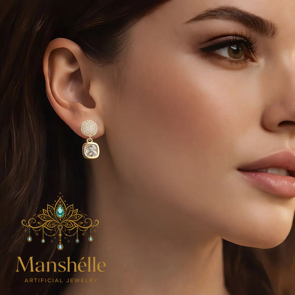 Manshélle - Manshélle Golden Radiance Crystal Drop Earrings
