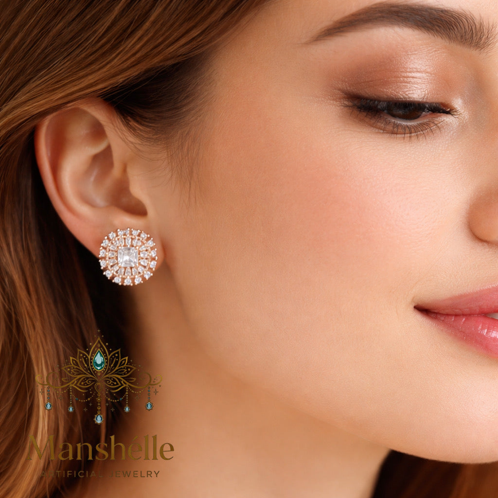 Manshélle - Radiant Royale Crystal Stud Earrings