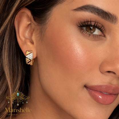 Manshélle - Luxe Pyramid Crystal Hoop Earrings