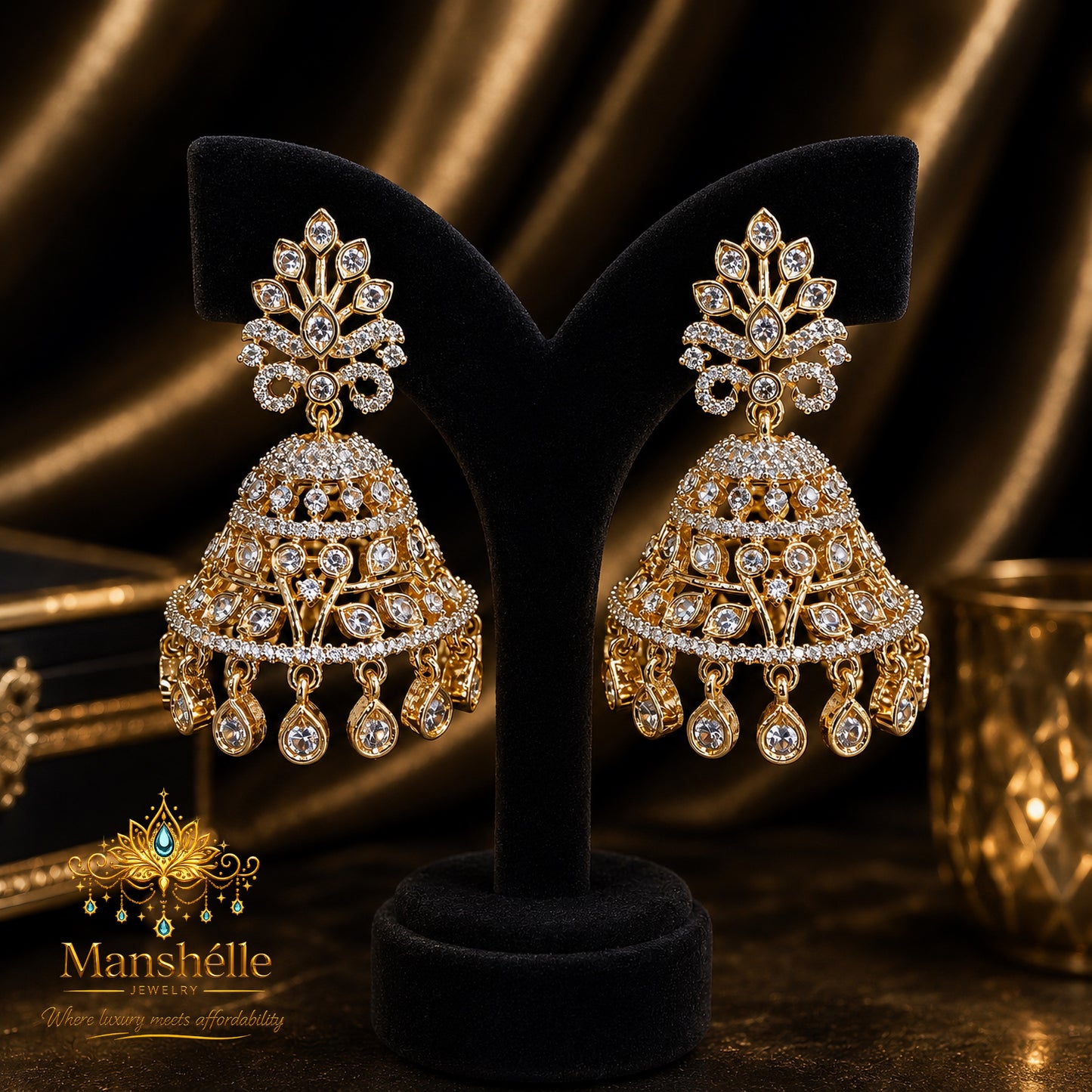 NOORÉ ROYALE CRYSTAL JHUMKA EARRINGS