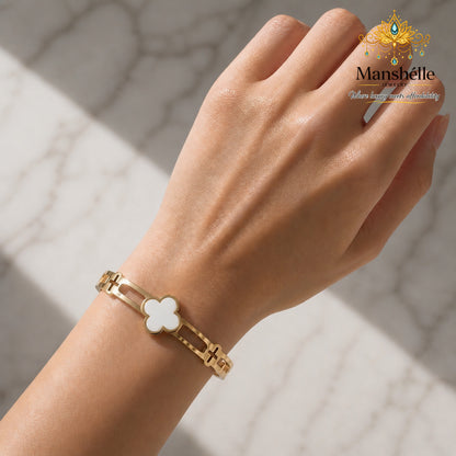 Manshélle Ivory Clover Luxe Bangle Bracelet