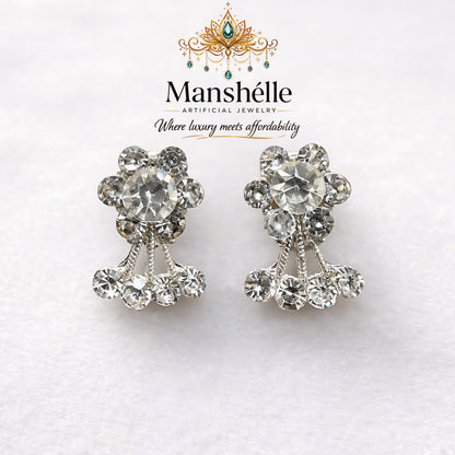 Manshélle - Crystal Cascade Bloom Drop Earrings