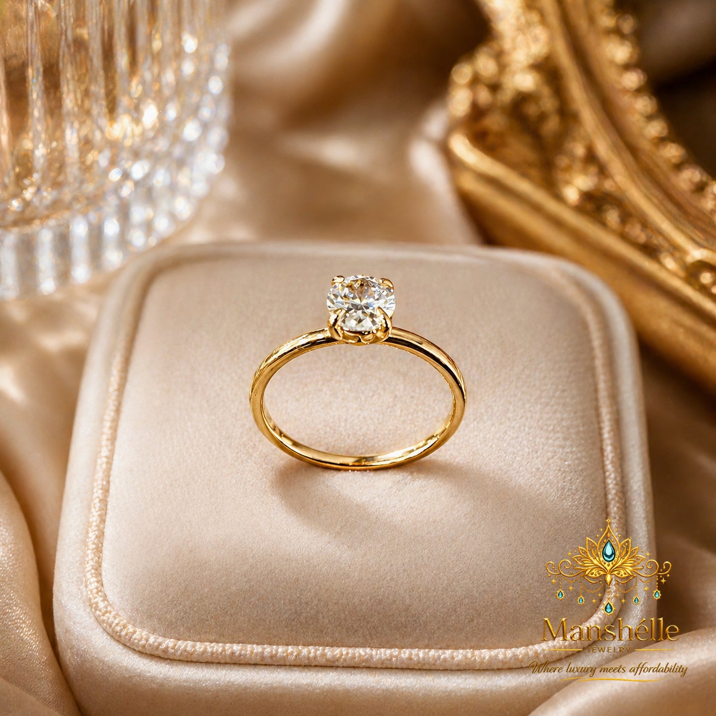 Manshélle Radiance Oval Solitaire Zircon Ring – 2CT Elegant Engagement Band