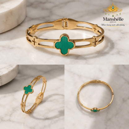 Manshélle Emerald Clover Luxe Bangle Bracelet