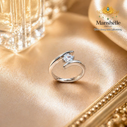Manshélle Celestia 925 Sterling Silver Adjustable Zircon Ring