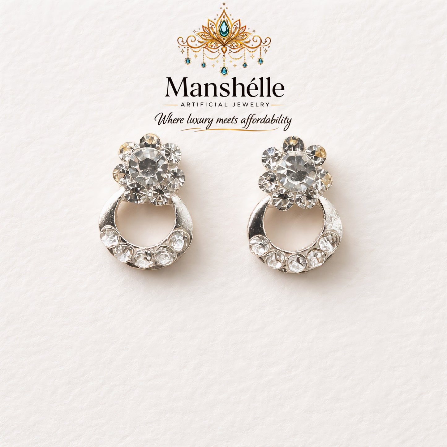 Manshélle - Silver Bloom Halo Earrings