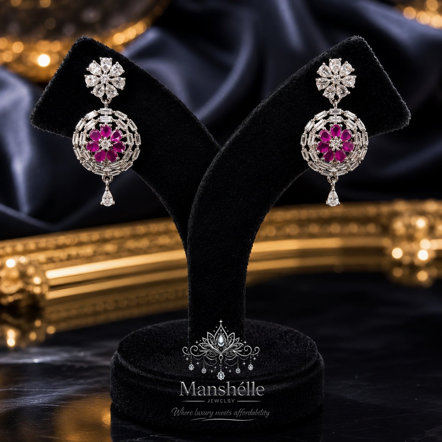 Celestia Ruby Bloom Drop Earrings