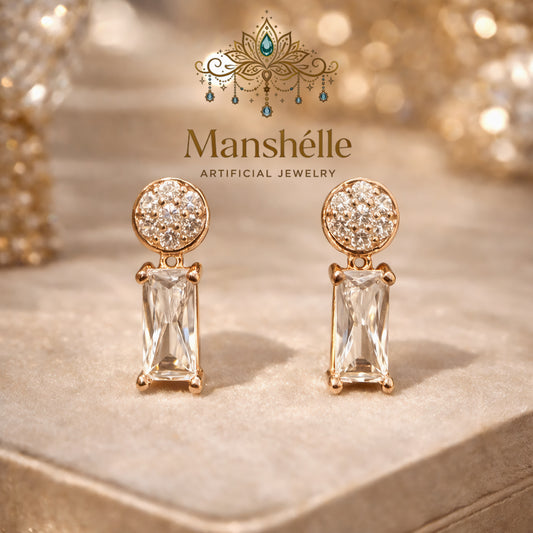 Manshélle - Celestia Baguette Drop Earrings