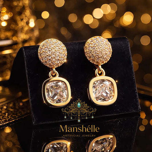 Manshélle - Manshélle Golden Radiance Crystal Drop Earrings