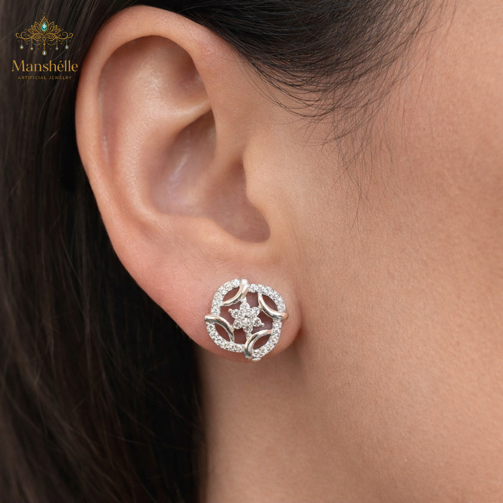 Manshélle - Celestial Bloom Crystal Stud Earrings