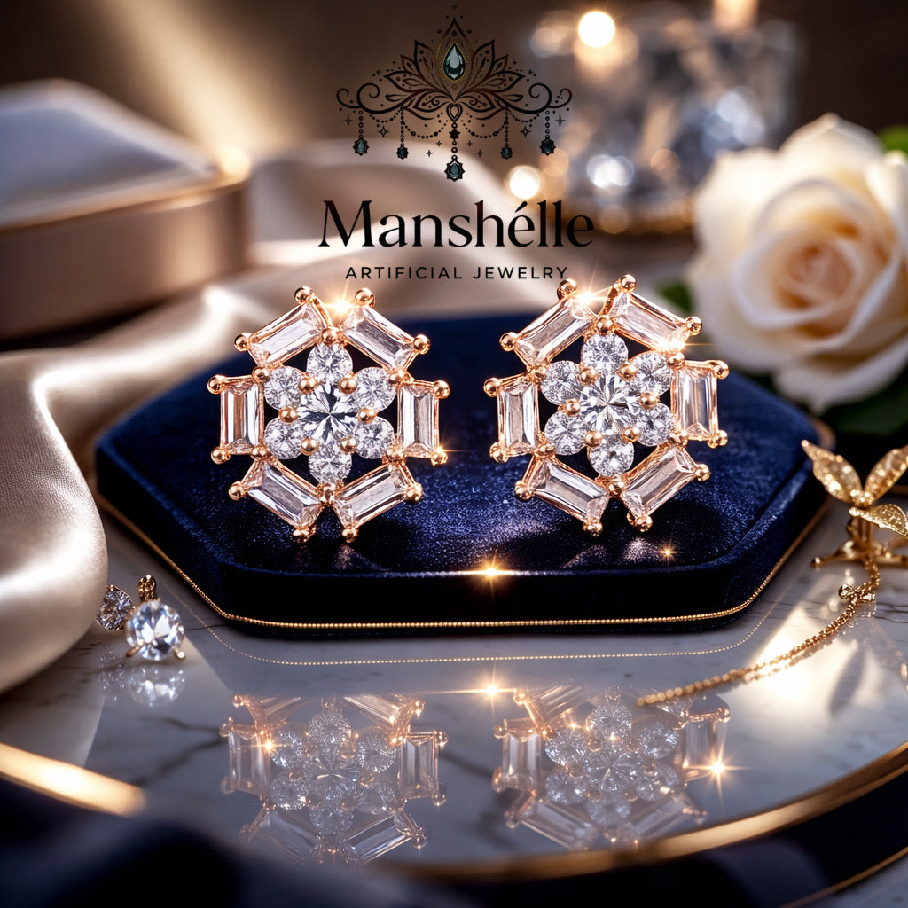 Manshélle - Aurora Crystal Bloom Stud Earrings