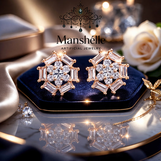 Manshélle - Aurora Crystal Bloom Stud Earrings