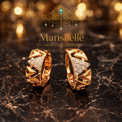 Manshélle - Luxe Pyramid Crystal Hoop Earrings