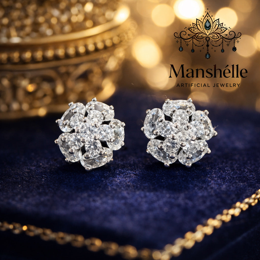Manshélle - Celeste Crystal Bloom Stud Earrings
