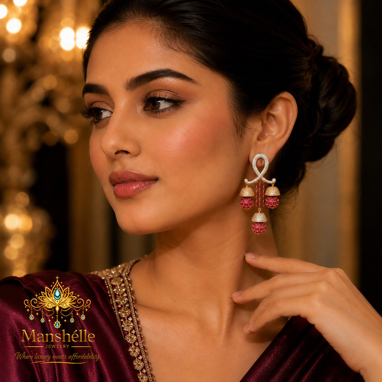 Ruby Royale Chandelier Earrings