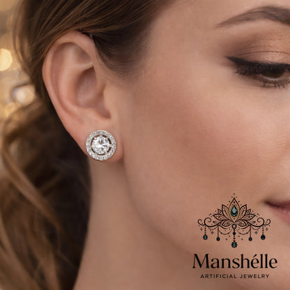 Manshélle - Eternal Halo Crystal Stud Earrings